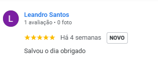 Avaliação 5 estrelas de Leandro Santos
